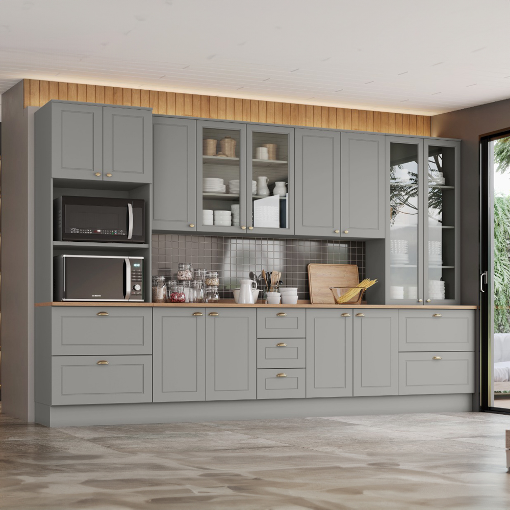 Cozinha Modulada 6 Peças Americana Henn com 13 Portas e 7 Gavetas