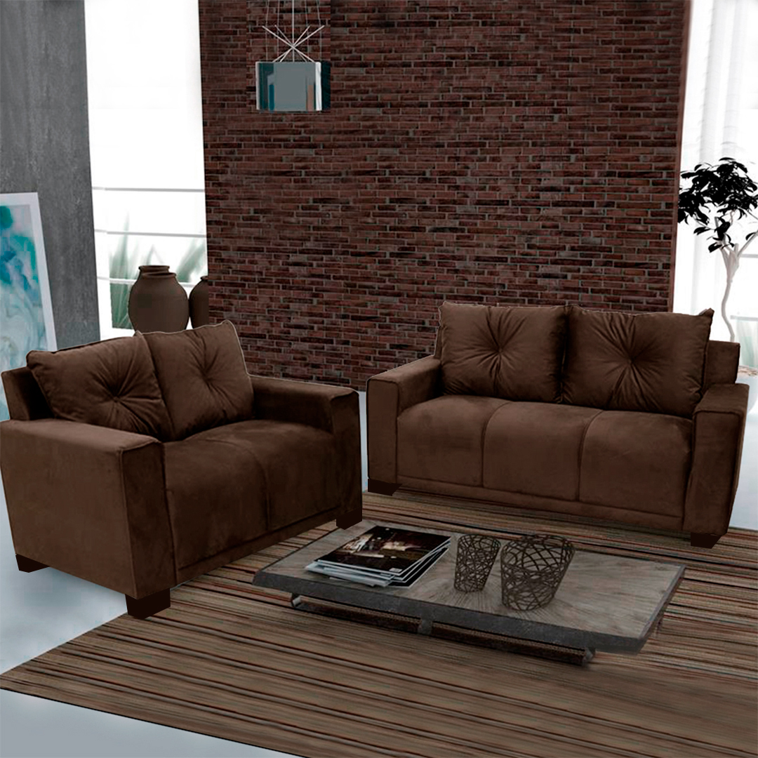 Sofá Fixo 2 e 3 Lugares Suede Unique Gazin