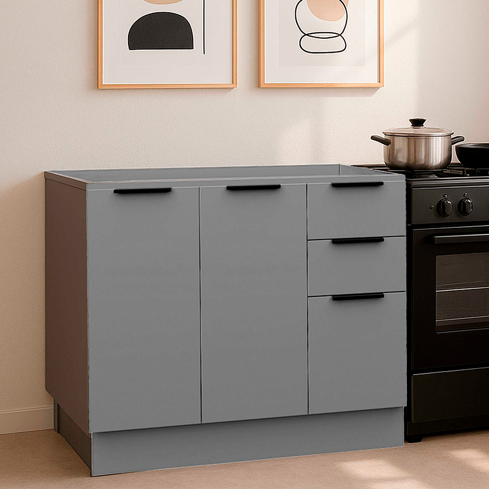 Balcão sem Tampo 2 Portas 3 Gavetas 120cm MDF MDP Lumina Telasul