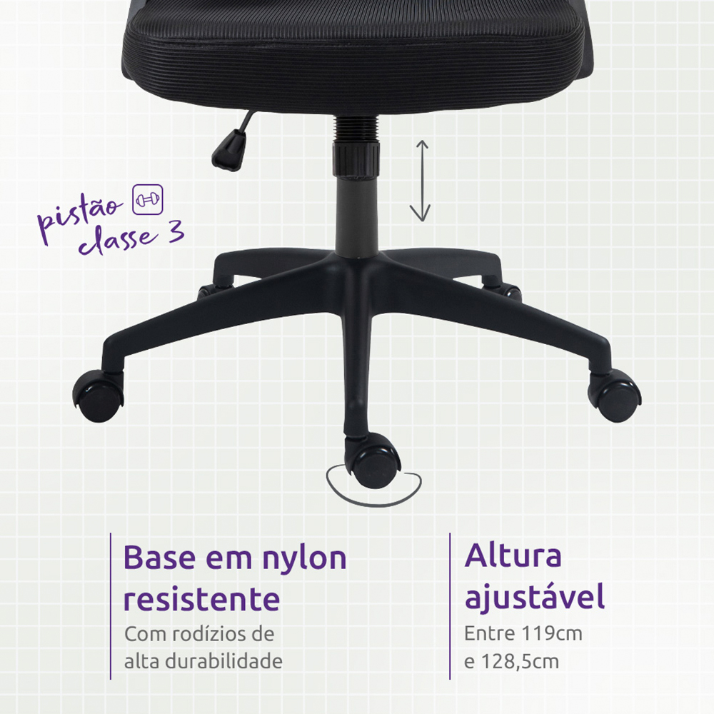 Cadeira Giratória Viper Pro Creative com Rodízios e Ajuste de Altura — foto 12