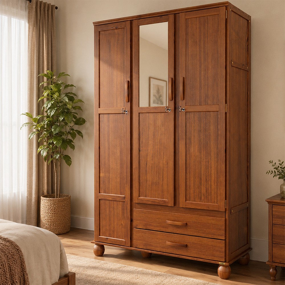 Guarda-Roupa Solteiro 3 Portas Bater 2 Gavetas Clean Serpil