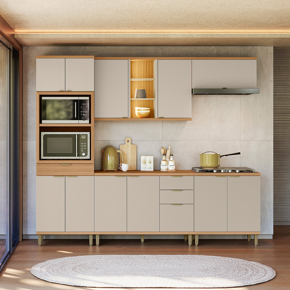 Cozinha Modulada Bless 5 Peças 12 Portas 4 Gavetas Linea Brasil