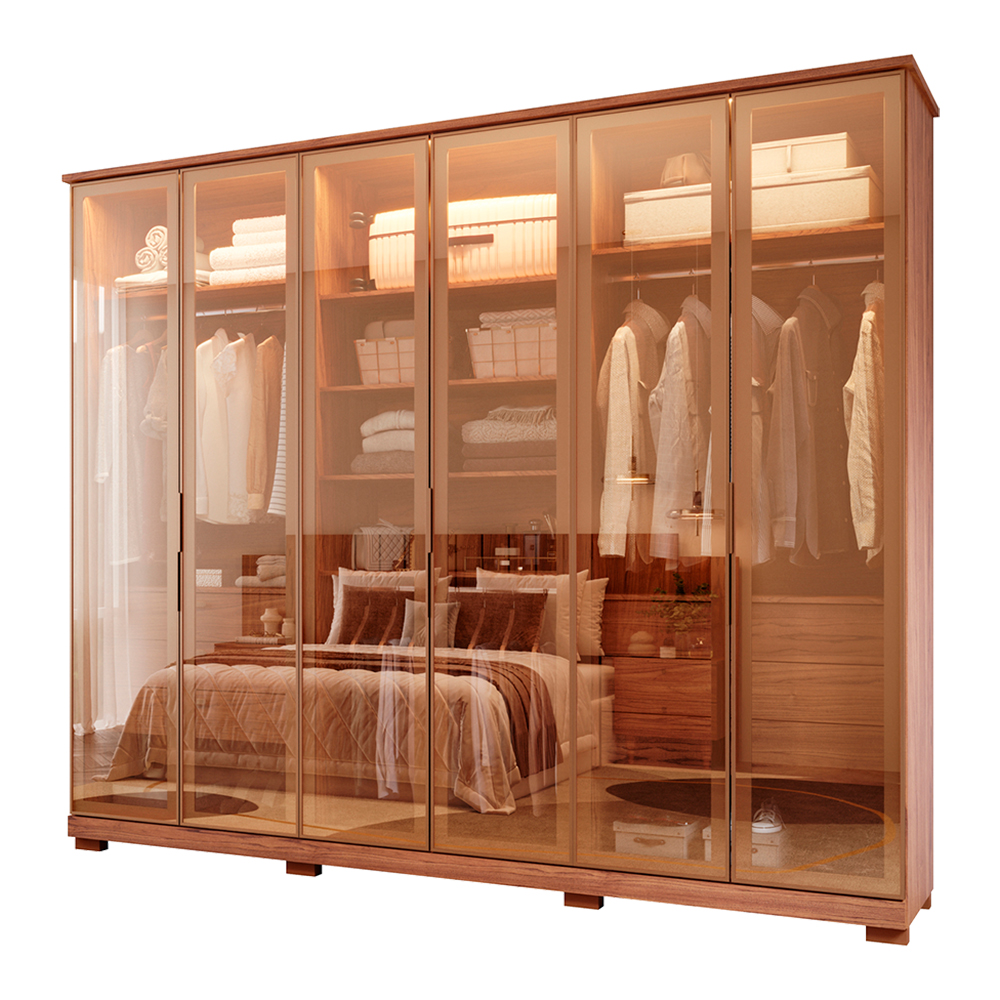 Guarda-Roupa Casal 6 Portas Bater 6 Gavetas Emilia Panan