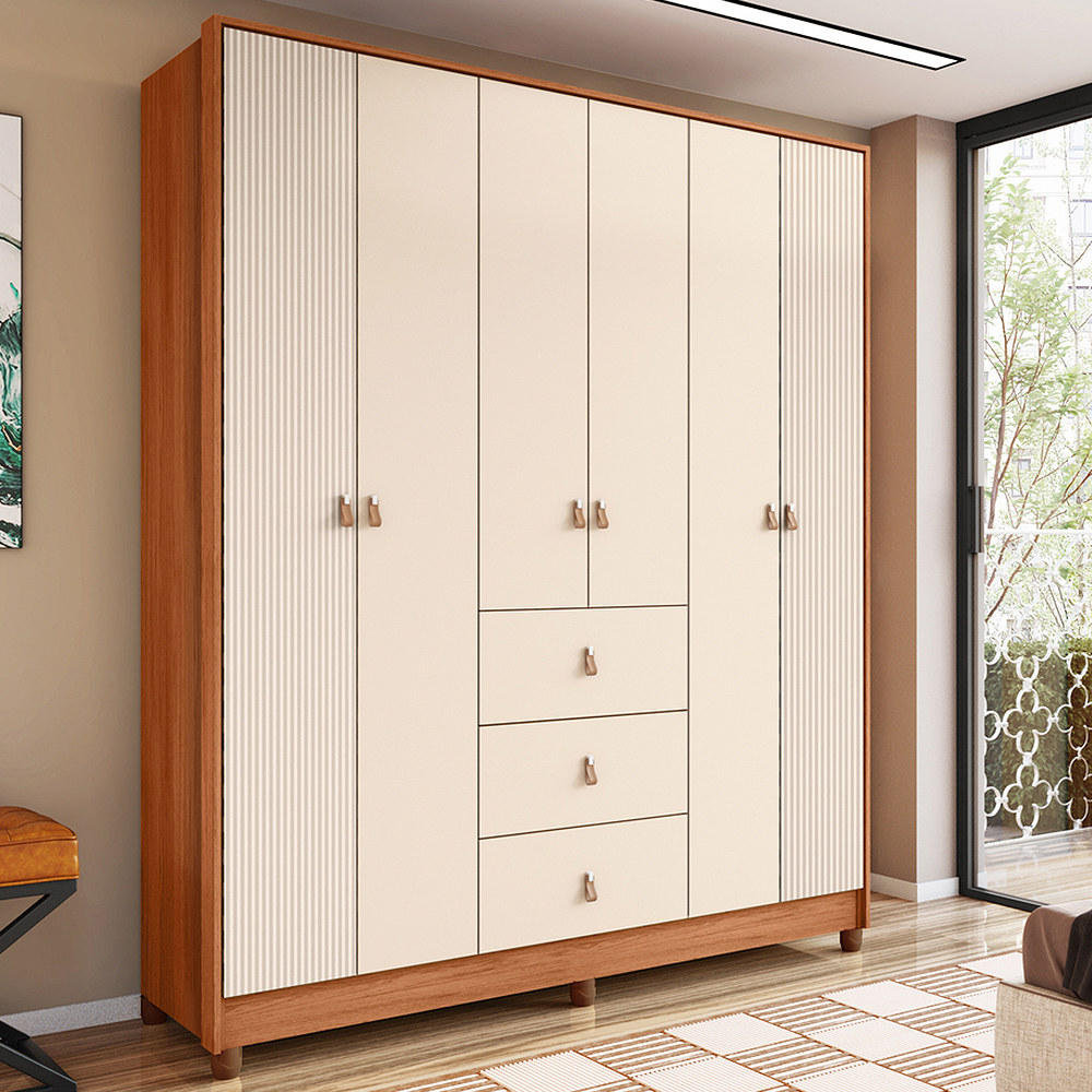 Guarda-Roupa Casal 6 Portas Bater 3 Gavetas Caemmun Intense