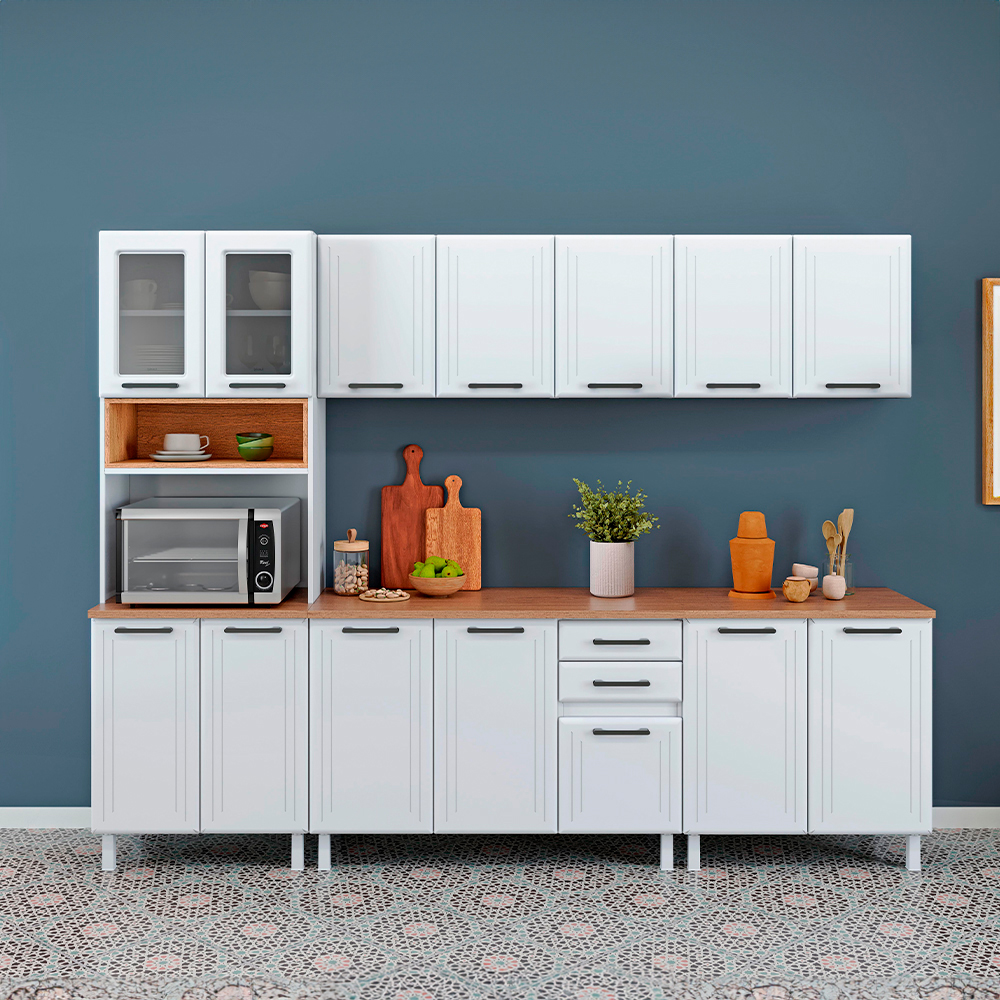 Cozinha Modulada Telasul Liz 6 Peças com 14 Portas e 3 Gavetas