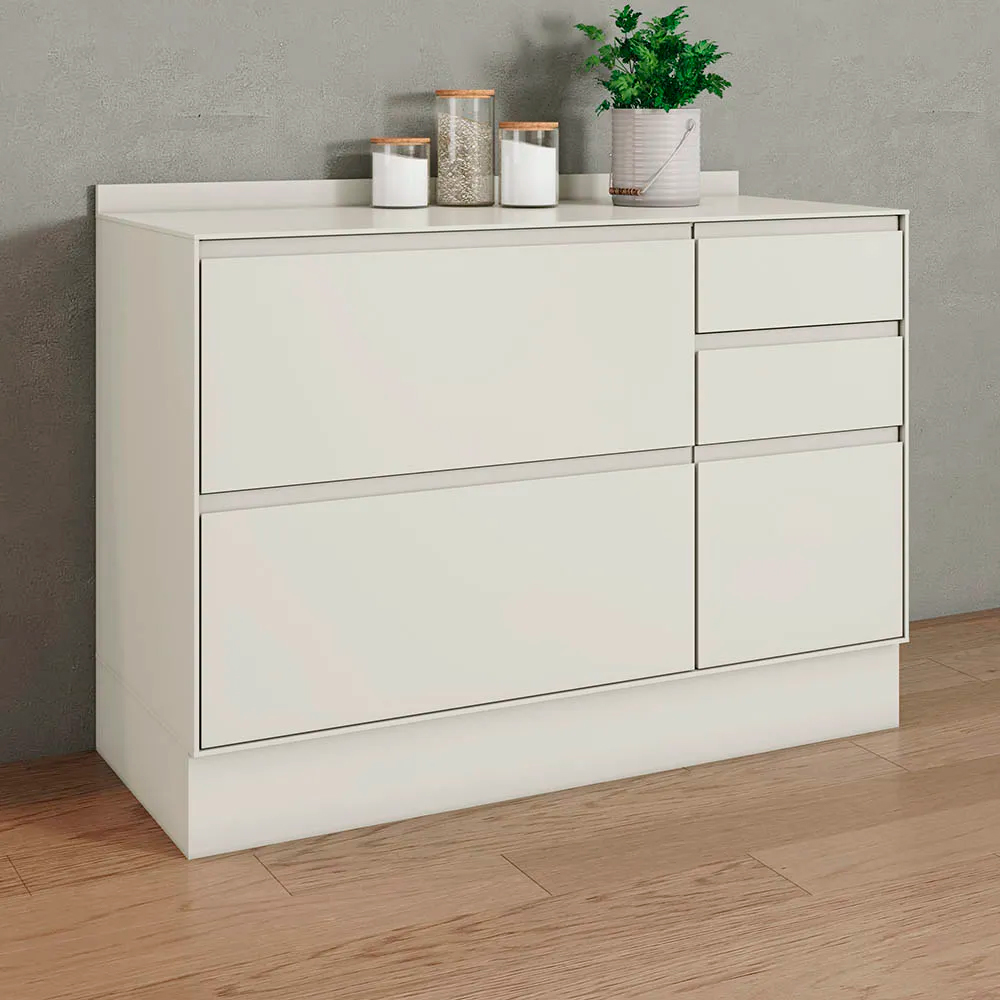 Balcão Fineze 1 Porta 4 Gavetas 120cm Henn