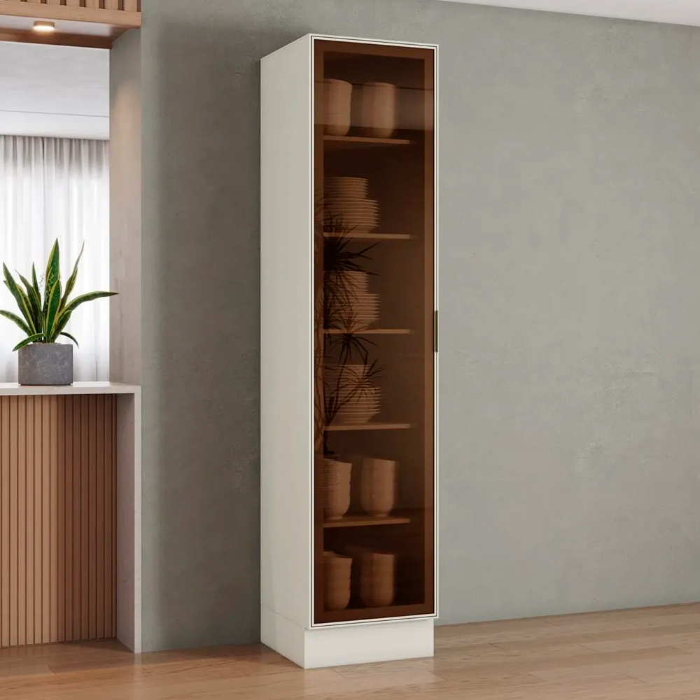 Cristaleira Fineze 1 Porta Vidro MDF com LED Henn