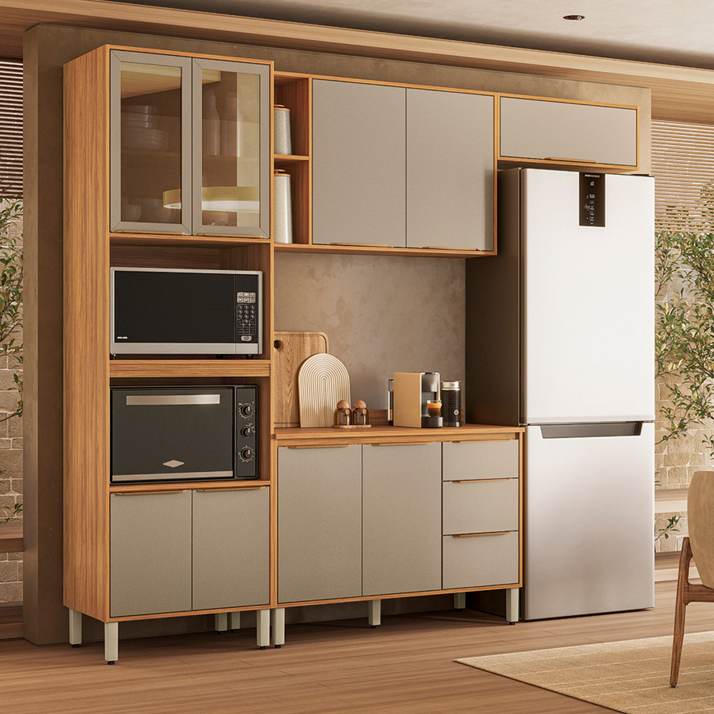 Cozinha Modulada 4 Peças 9 Portas 3 Gavetas Plena Demóbile