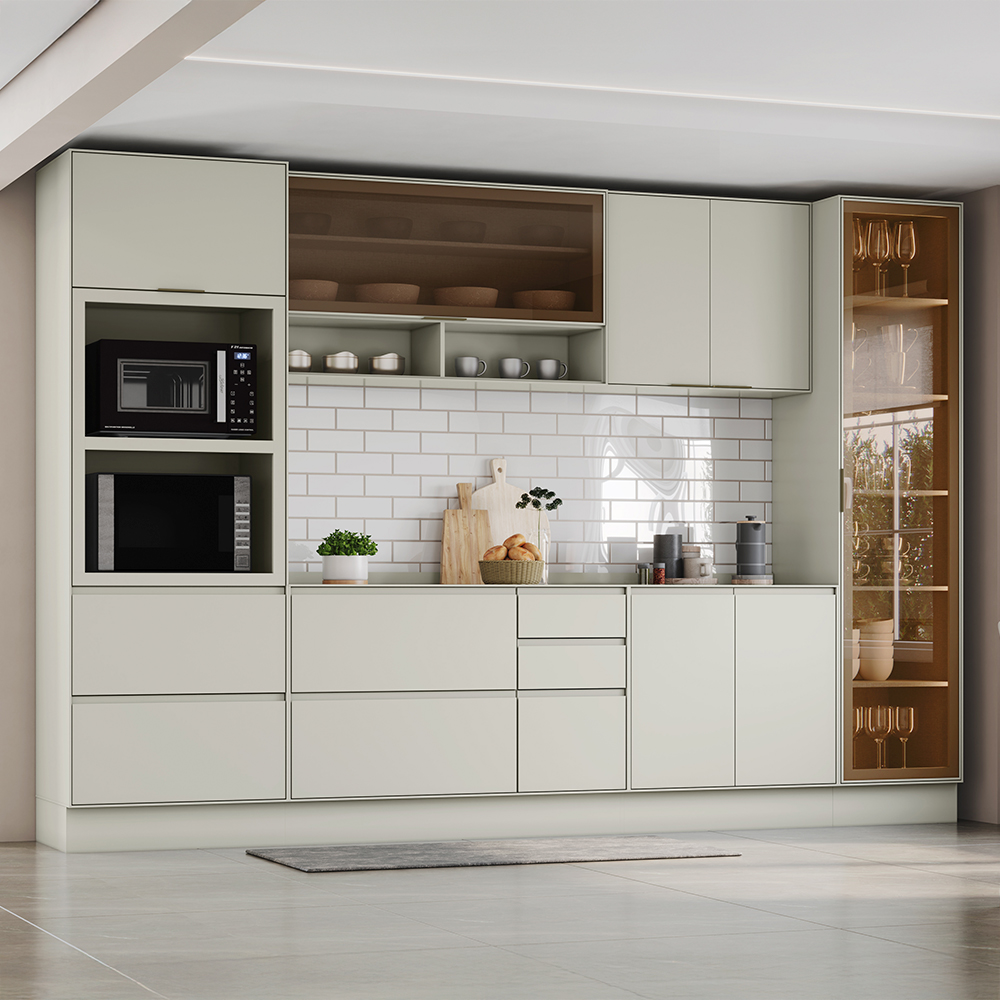 Cozinha Modulada Fineze 6 Peças 10 Portas 4 Gavetas com Cristaleira Henn