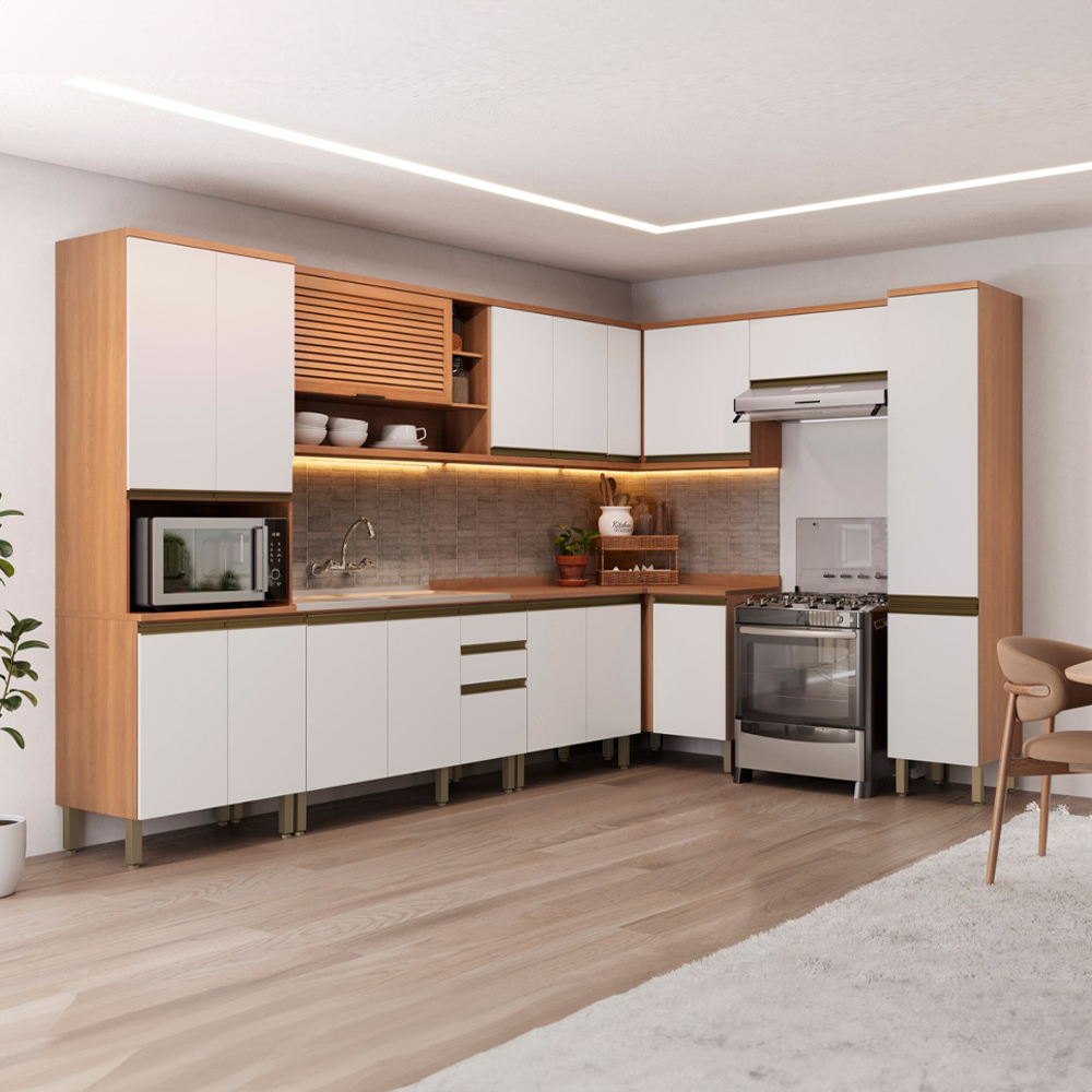 Cozinha Modulada 9 Peças Macadamia 17 Portas 3 Gavetas Telasul