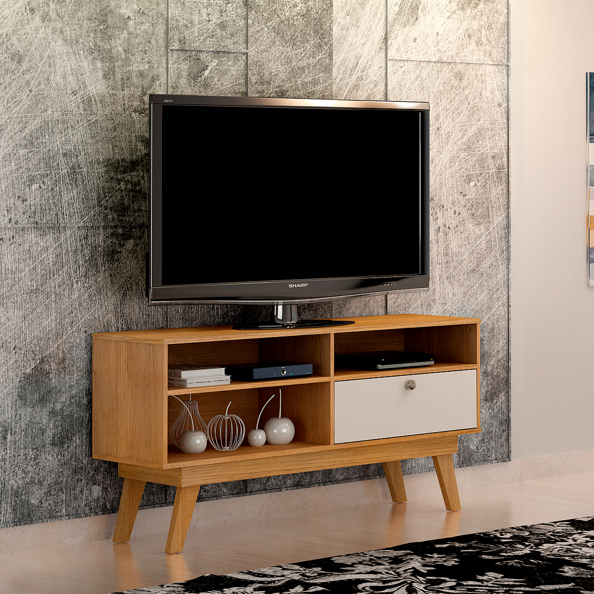 Rack Houston Valdemóveis para TV até 50" - 1 Porta e 3 Nichos