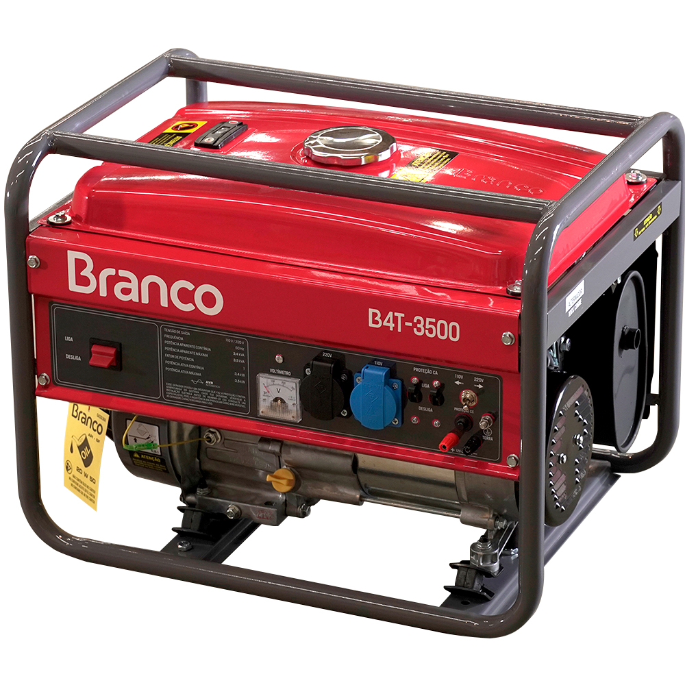 Gerador de Energia à Gasolina Branco Motores B4T 3500 7,0CV Partida Manual