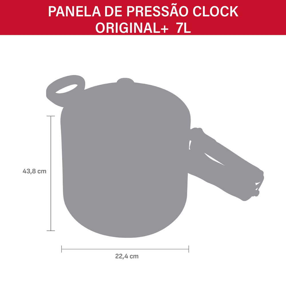 Panela de Pressão Clock Original Alumínio 7L — foto 6