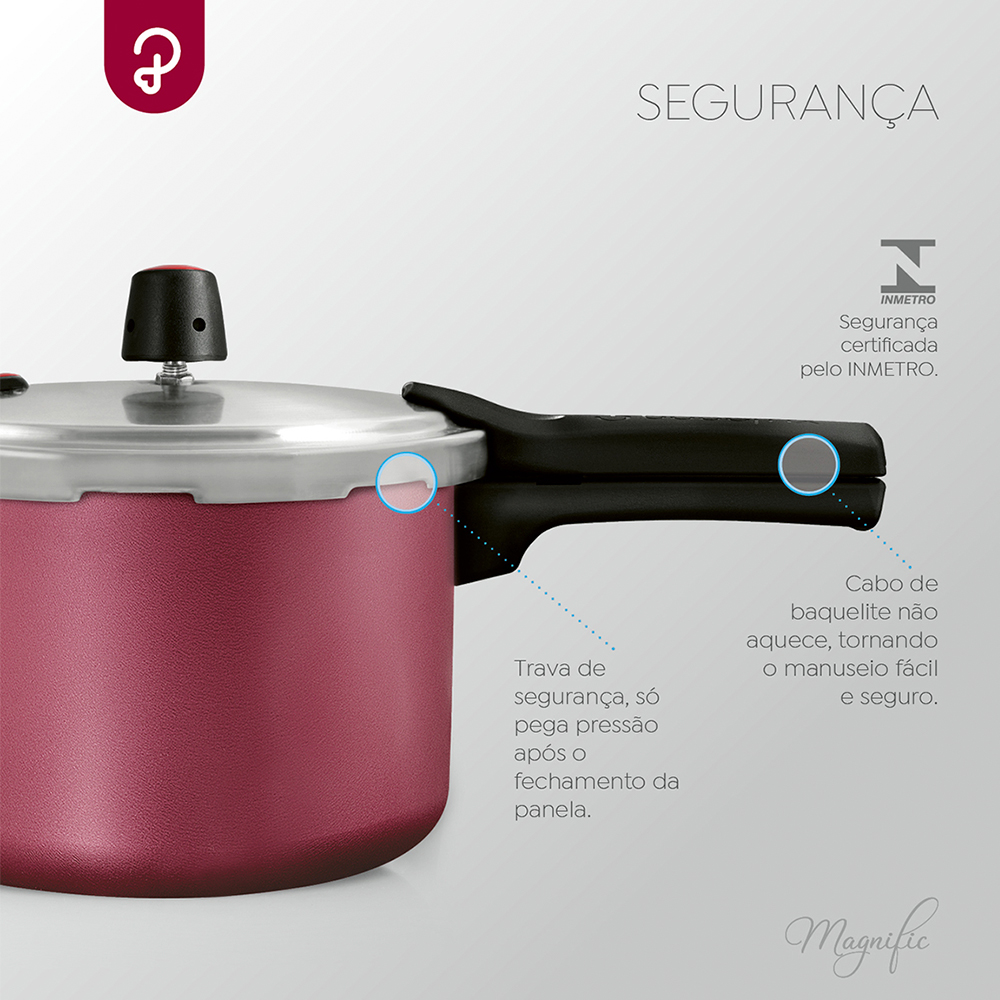 Panela de Pressão Panelux Magnific 4,5L Alumínio Antiaderente — foto 6