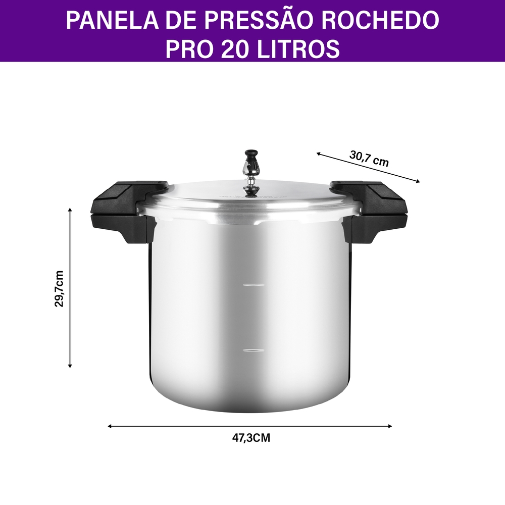 Panela de Pressão Rochedo Pro 20L Alumínio — foto 6