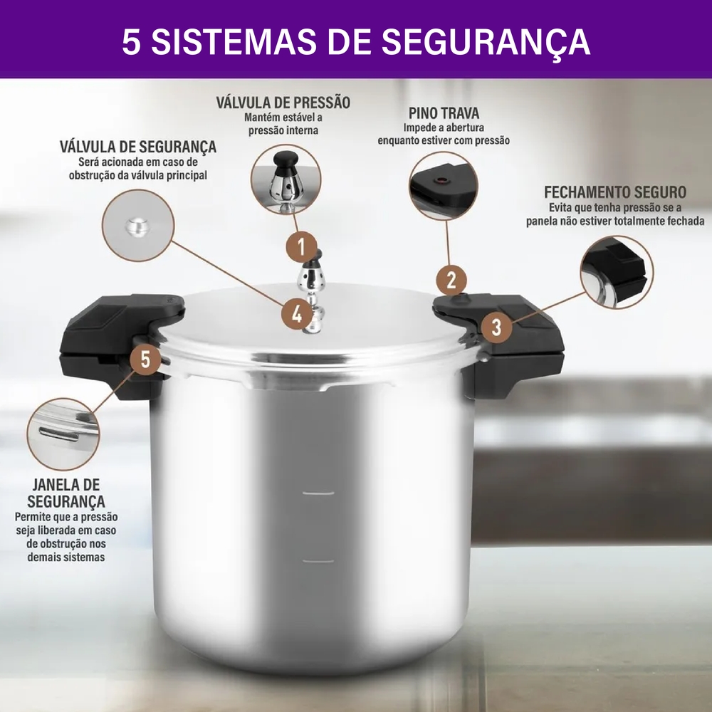 Panela de Pressão Rochedo Pro 20L Alumínio — foto 7