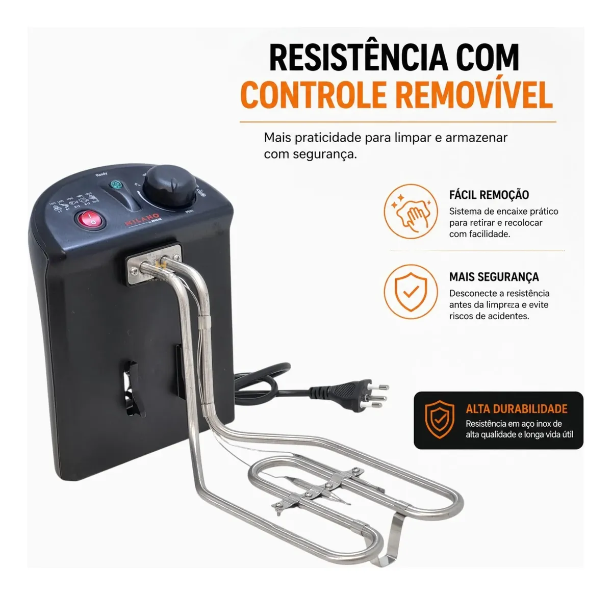 Fritadeira Elétrica Com Tampa Milano 3 Litros Inox — foto 5