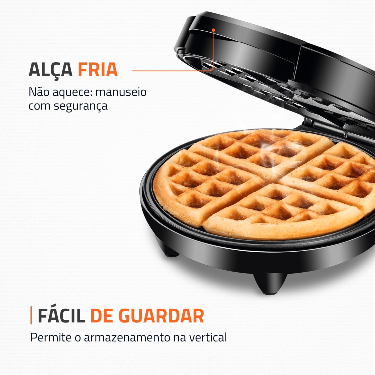 Máquina de Waffles Antiaderente 4 Waffles Inox 1200W — foto 6