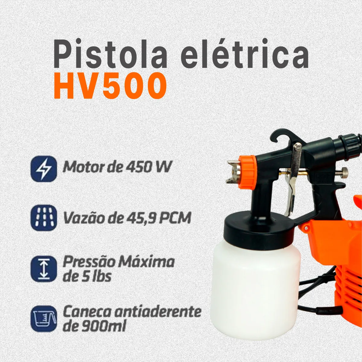 Pistola de Pintura Elétrica Intech HV500 450W HVLP — foto 4