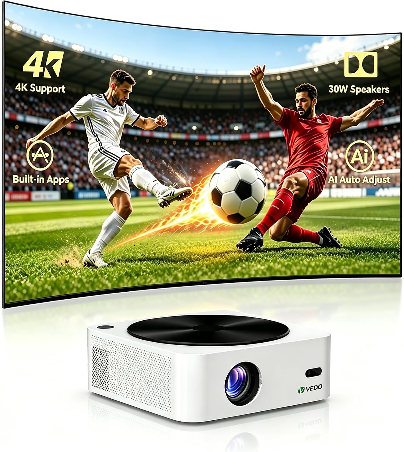 Projetor 4K Android 9.0 12000 Lumens WiFi 5G Bluetooth Home Theater