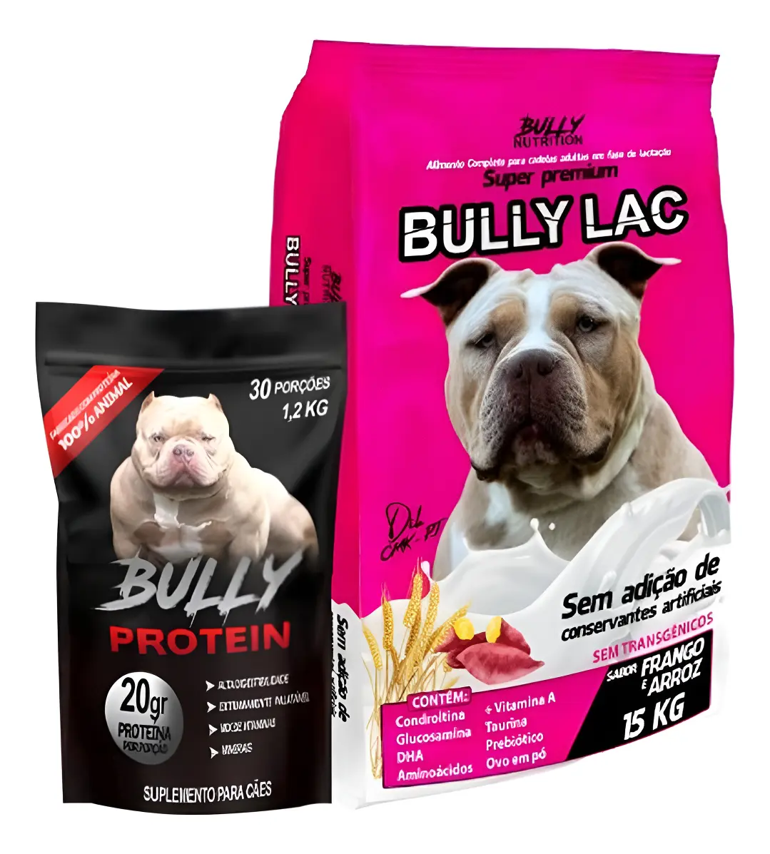 Ração Bully Lac 15kg e Suplemento Bully Protein 1,2kg para Cadelas Lactantes