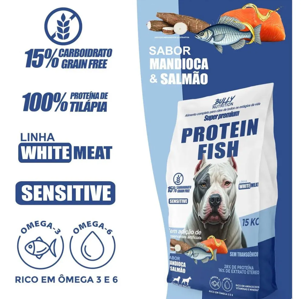 Ração Bully Fish Protein 15kg e Suplemento Bully Protein 1,2kg — foto 3