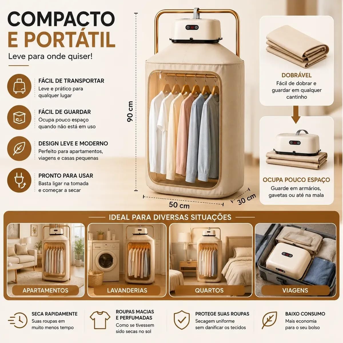 Secador de Roupas Elétrico Portátil 110V - Compacto e Leve — foto 3