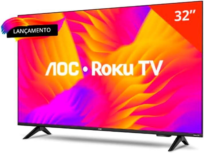 Smart TV AOC 32S5155/78G 32" LED HD com Roku TV e Wi-Fi
