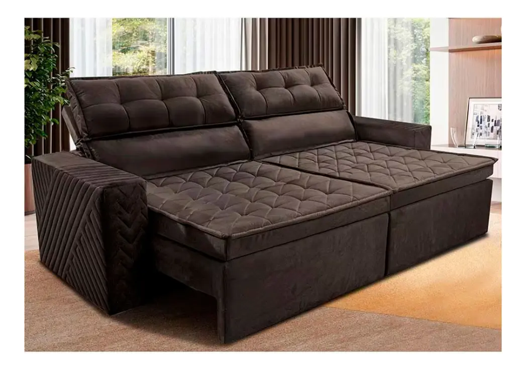 Sofá 3 Lugares Cama inBox Belém Retrátil e Reclinável Suede Velusoft