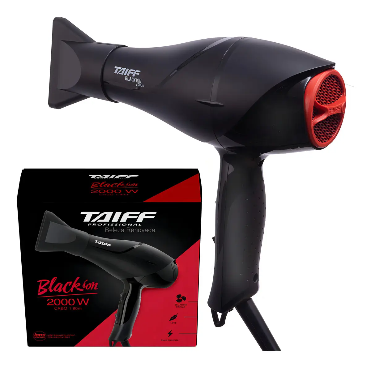 Secador de Cabelo Taiff New Black Ion Profissional 2000W