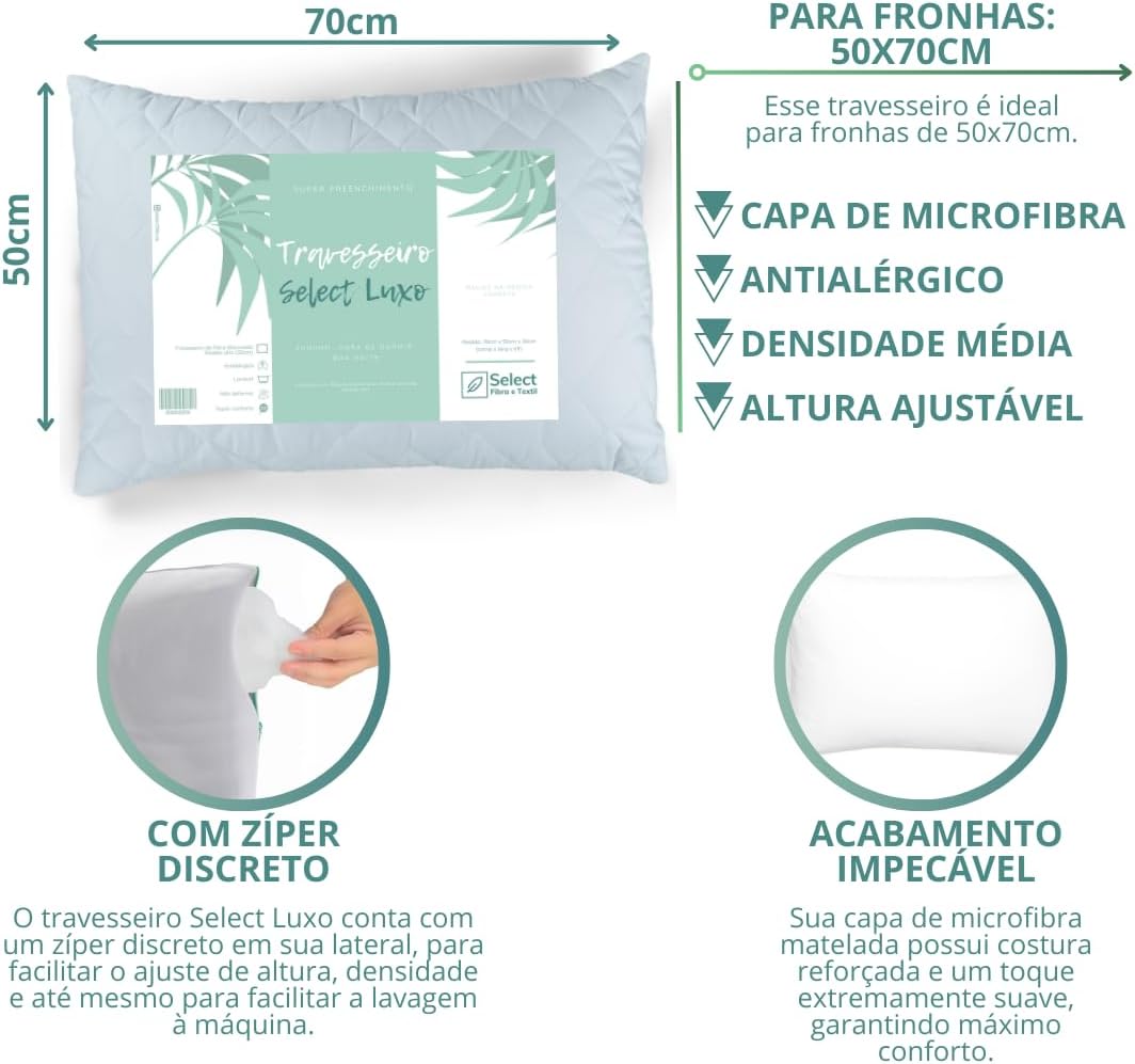 Travesseiro Antialérgico de Fibra de Silicone - Altura Ajustável — foto 2