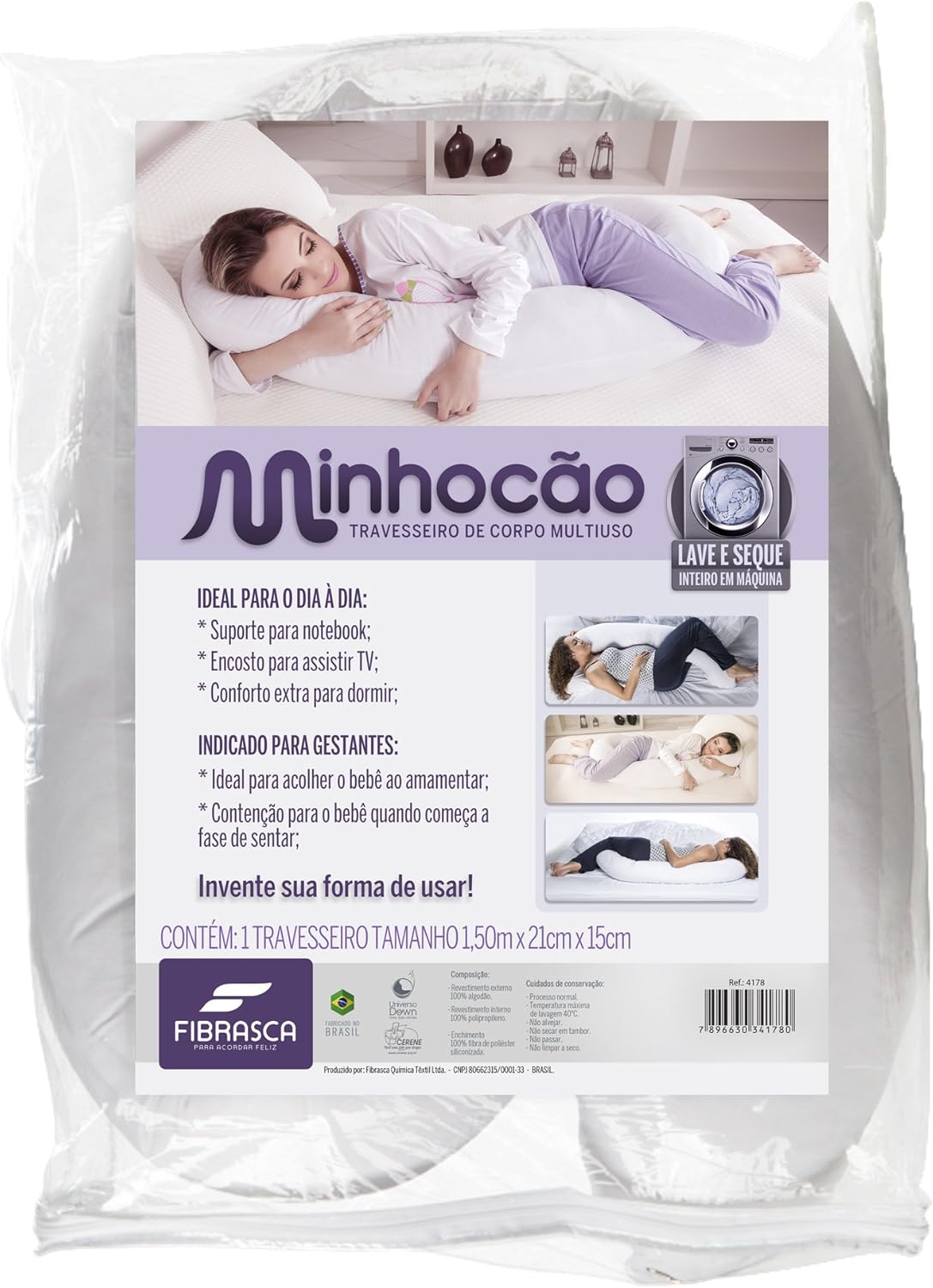 Travesseiro Ergonômico Minhocão Fibrasca - Suporte para Coluna